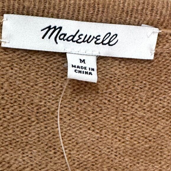 Madewell Kent Colorblock Cardigan Sweater Size Medium in Coziest Yarn Blue Tan - Picture 2 of 8